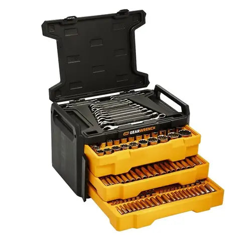GearWrench 1/4 in. 3/8 in., & 1/2 in. Drive 72-Tooth 6 and 12-Point SAE/MM Mechanics Hand Tool Set (257-Piece)