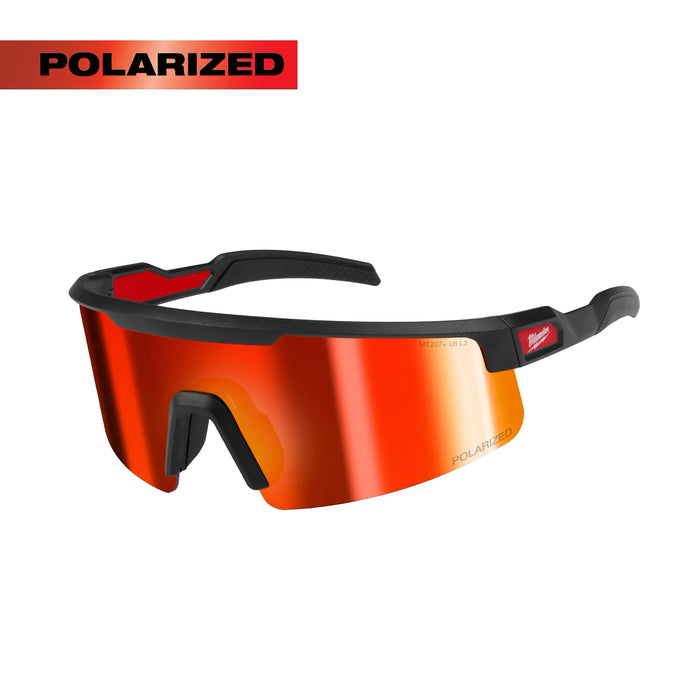 Polarized Wrap Around Safety Glasses - Red Mirrored Dual Coat Lenses