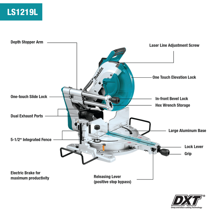 12" Dual‑Bevel Sliding Compound Miter Saw with Laser