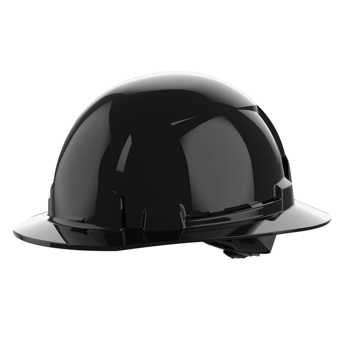 BOLT™ Black Full Brim Hard Hat w/4pt Ratcheting Suspension (USA) - Type 1, Class E