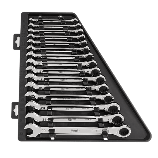 15pc Ratcheting Combination Wrench Set - Metric