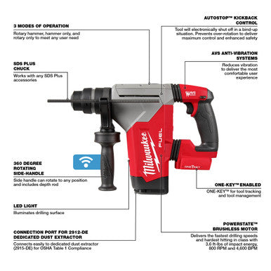 M18 FUEL™ 1-1/8" SDS Plus Rotary Hammer w/ ONE-KEY™