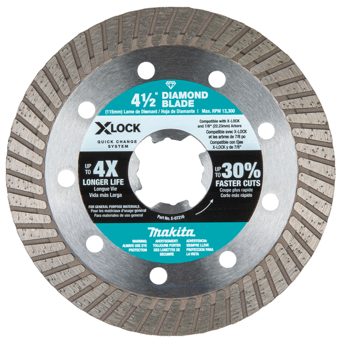 X‑LOCK 4‑1/2" Turbo Rim Diamond Blade for Masonry Cutting