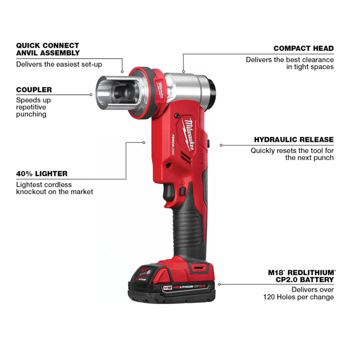 M18™ FORCE LOGIC™ 6T Knockout Tool 1/2" - 4" Kit