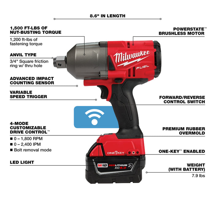 M18 FUEL™ w/ ONE-KEY™ High Torque Impact Wrench 3/4" Friction Ring Kit