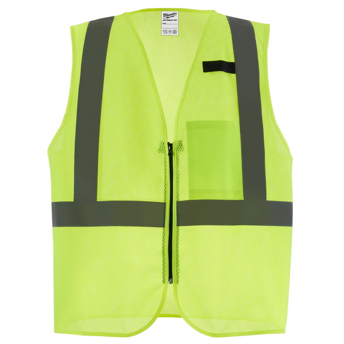 Class 2 High Visibility Mesh One Pocket Safety Vests L/XL YELLOW