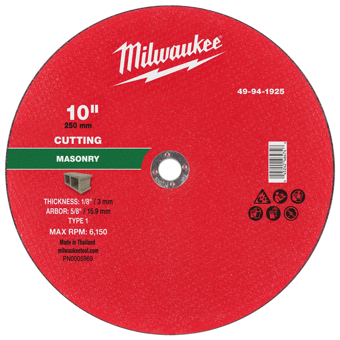 10" x 1/8" x 5/8" Masonry Cut Off Wheel -Type 1