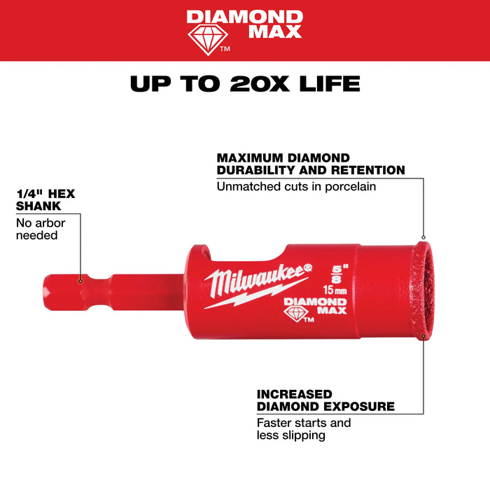 Milwaukee® 5/8" Diamond Max™ Hole Saw Bit