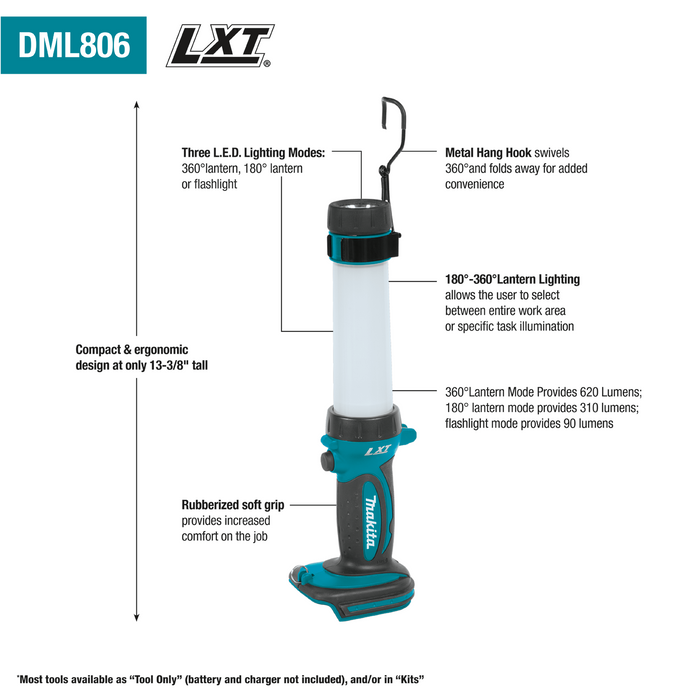 18V LXT® Lithium‑Ion Cordless L.E.D. Lantern/Flashlight, Flashlight Only