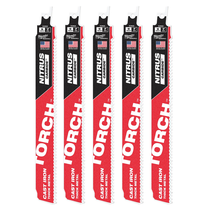 9" 8TPI TORCH™ with NITRUS™ Carbide for Cast Iron SAWZALL® Blade 5PK