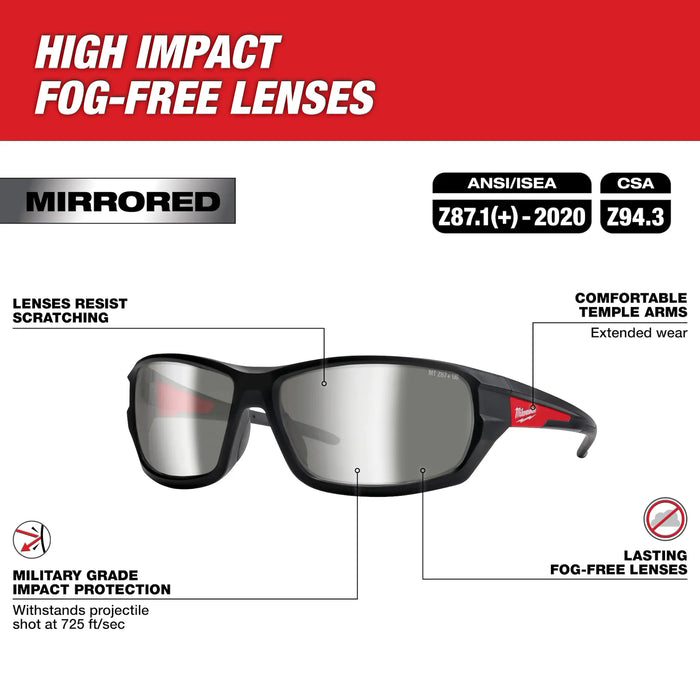Mirrored Performance Safety Glasses - Fog-Free Lenses