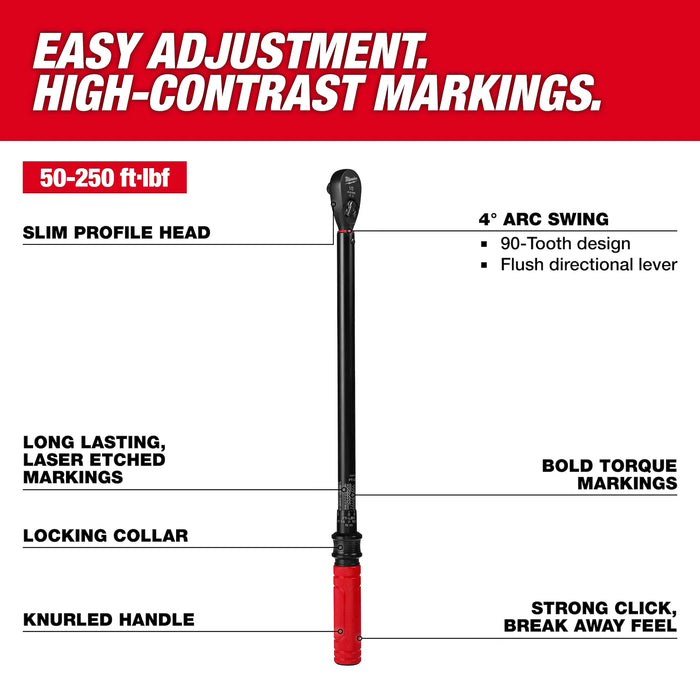 1/2" Drive Click Torque Wrench (50-250 ft·lbf)