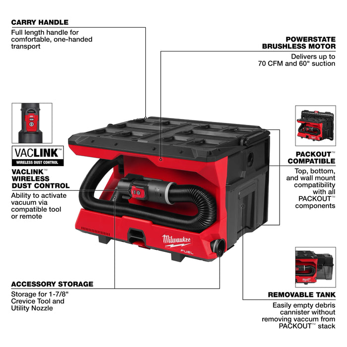 M18 FUEL™ 4 Gallon Wet/Dry Vacuum w/ PACKOUT™ Compatibility & VACLINK™