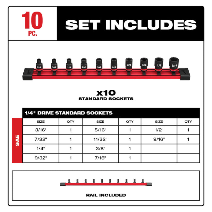 10PC SHOCKWAVE™ Impact Duty SAE Standard 6 Point Socket Set
