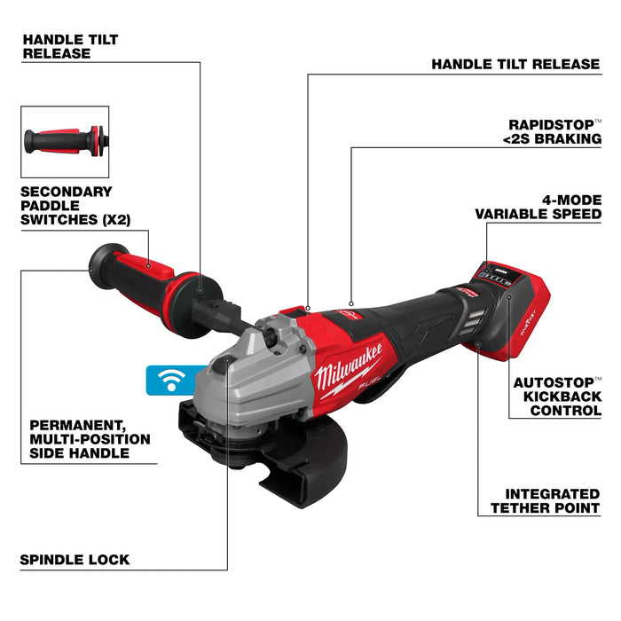 M18 FUEL™ 4 1/2" - 6" Dual Trigger Braking Grinder, Paddle Switch w/ ONE KEY™