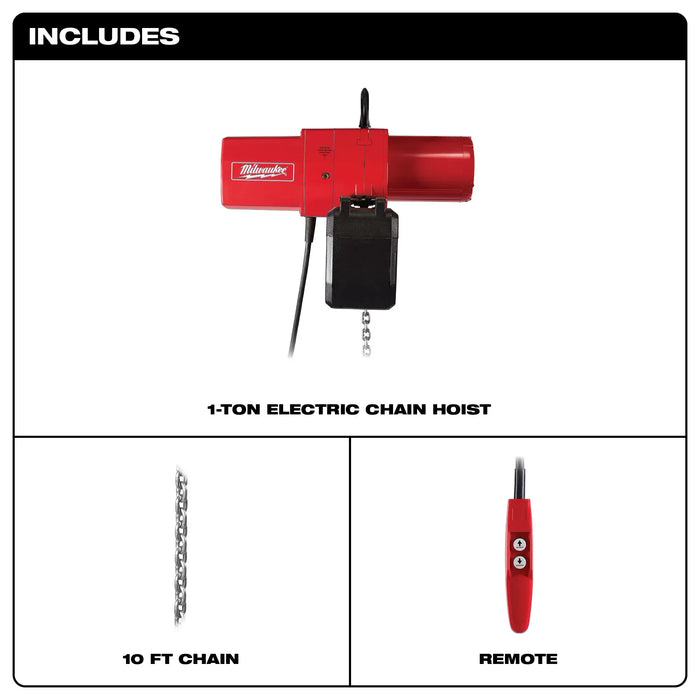 1 Ton Electric Hoist 10 Ft.
