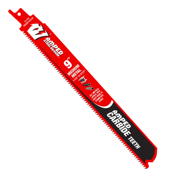 9" 10TPI AMPED™ Steel Demon™ Carbide Teeth Reciprocating Saw Blades for Medium Metal (3-Pack)