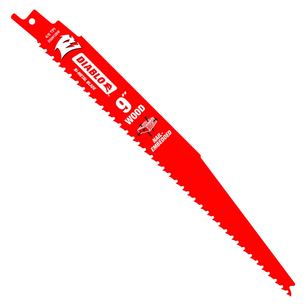 9" 4/6TPI Bi-Metal Reciprocating Saw Blade for Nail-Embedded Wood (25-Pack)