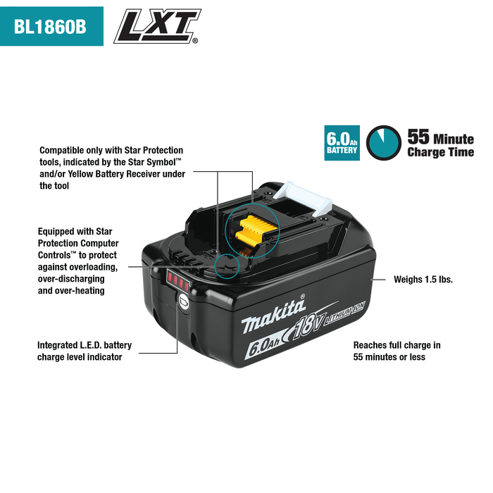 18V LXT® Lithium‑Ion 6.0Ah Battery