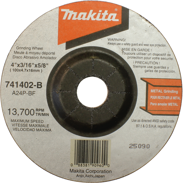 4"X3/16"GRINDING WHEEL,25/PK9523NB