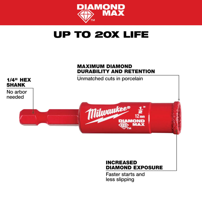 Milwaukee® 1/2" Diamond Max™ Hole Saw Bit