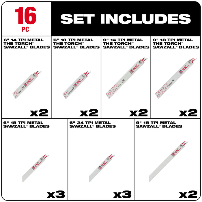 16PC Metal Cutting SAWZALL® Blade Set +9L Nitrus Torch