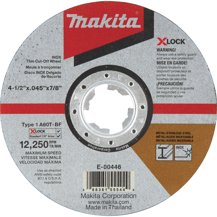 X‑LOCK 4‑1/2" x .045" x 7/8" Type 1 General Purpose 60 Grit Thin Cut‑Off Wheel for Metal and Stainless Steel Cutting
