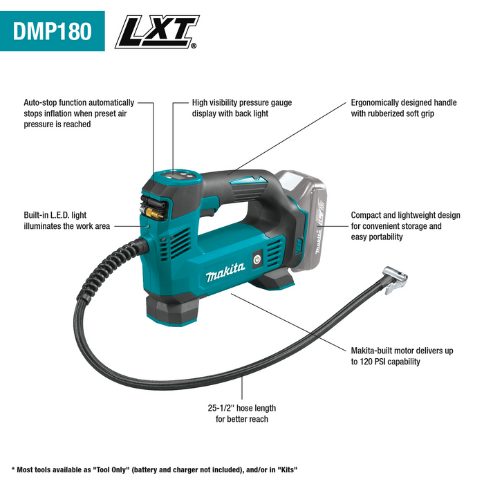 18V LXT® Lithium‑Ion Cordless Inflator, Tool Only