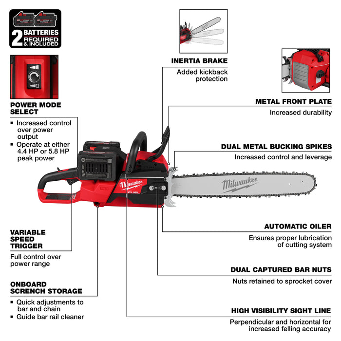 M18 FUEL™ 20" Dual Battery Chainsaw Kit