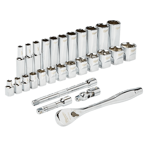 3/8 in. Drive 28 pc. Ratchet & Socket Set- SAE