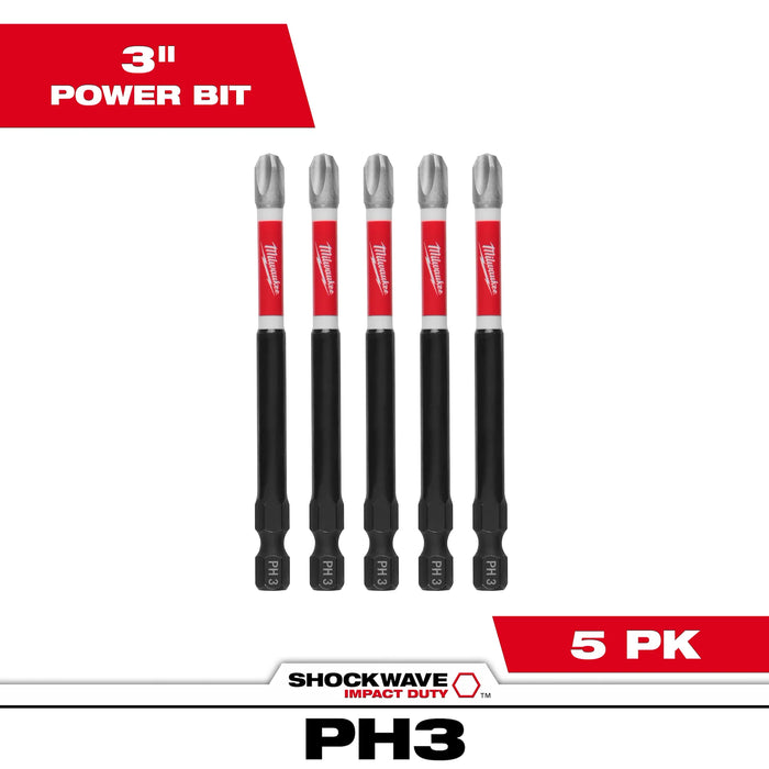 SHOCKWAVE™ Impact Duty 3-1/2" Phillips #3 Power Bits (5 PK)