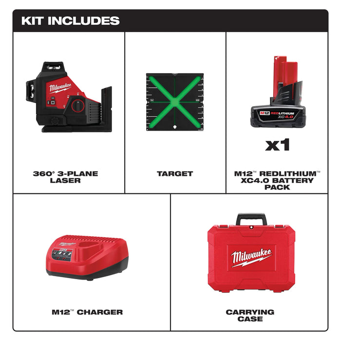 M12™ Green 360° 3-Plane Laser Kit