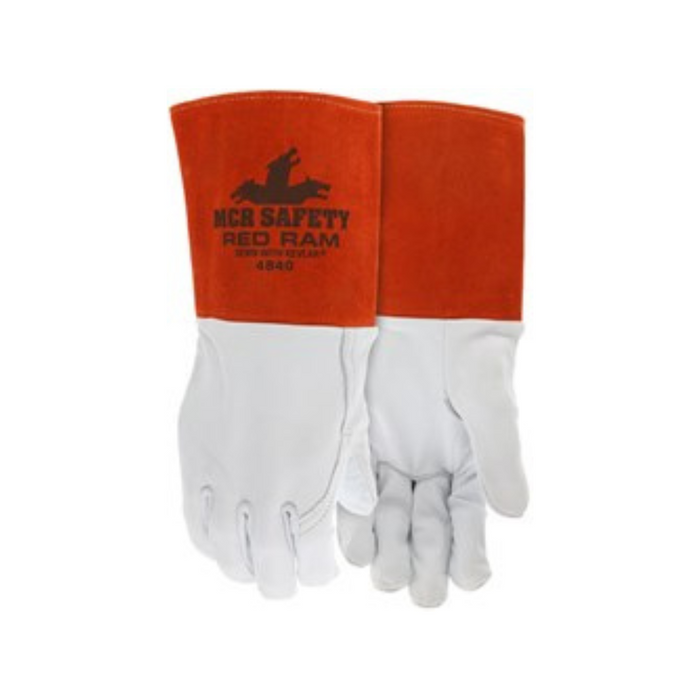 Large Safety Red Ram® Leather Welding Work Gloves Premium Grain Goatskin Leather 6-Inch Split Cowhide Leather Cuff