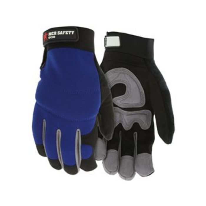 Small MCR Safety Mechanics Gloves Synthetic Leather Palm Adjustable Hook and Loop Wrist Closure