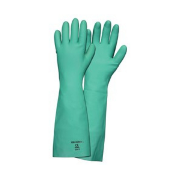 X- Large Nitri-Chem™ Unlined Green Nitrile Gloves Extra-Long 18 Inches in Length Industrial Grade 22 mil Thickness