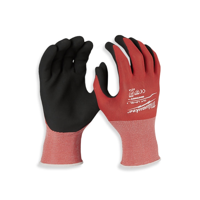 Small Red Nitrile Level 1 Cut Resistant Dipped Work Gloves