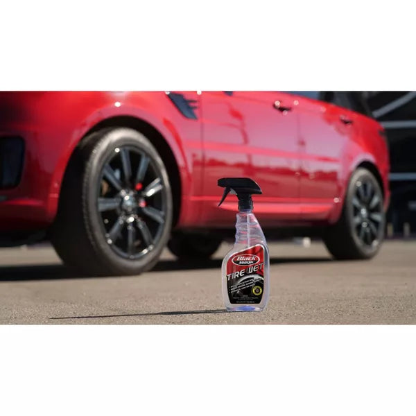 Black Magic 23oz Tire Wet Tire Shine: Liquid Automotive Polish & Conditioner, Non-Abrasive Tire Cleaner Spray