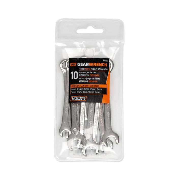 GearWrench 10 Piece Metric Midget Combination Wrench Set