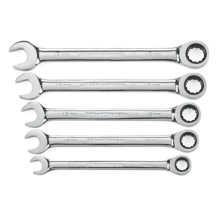 GearWrench 5 Piece 72-Tooth 12 Point Ratcheting Combination Metric Wrench Set