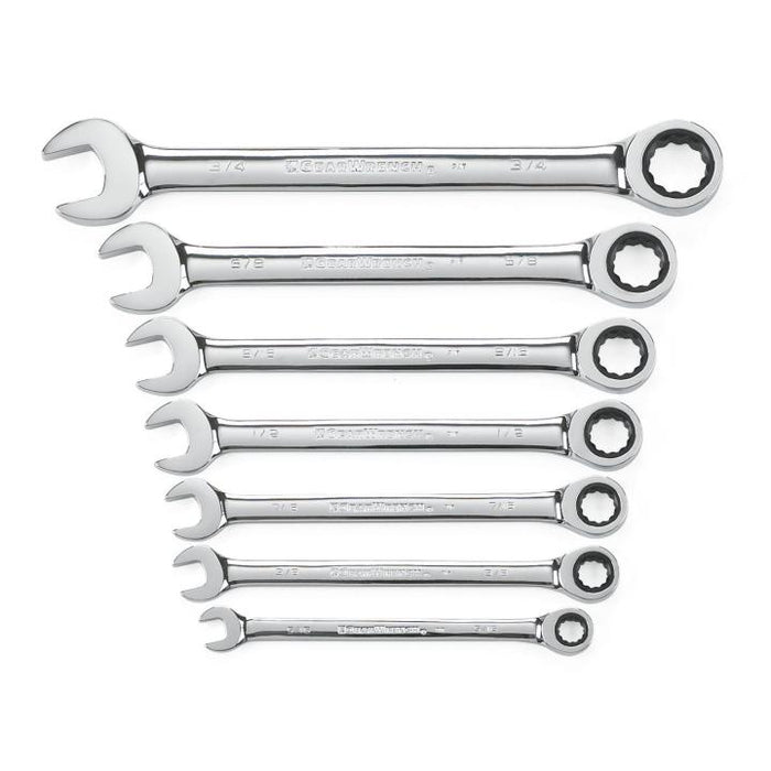 GearWrench 7 Piece 72-Tooth 12 Point Ratcheting Combination SAE Wrench Set