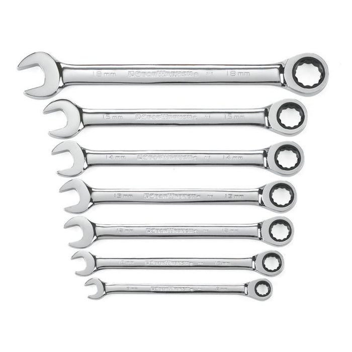 GearWrench 7 Piece 72-Tooth 12 Point Ratcheting Combination Metric Wrench Set
