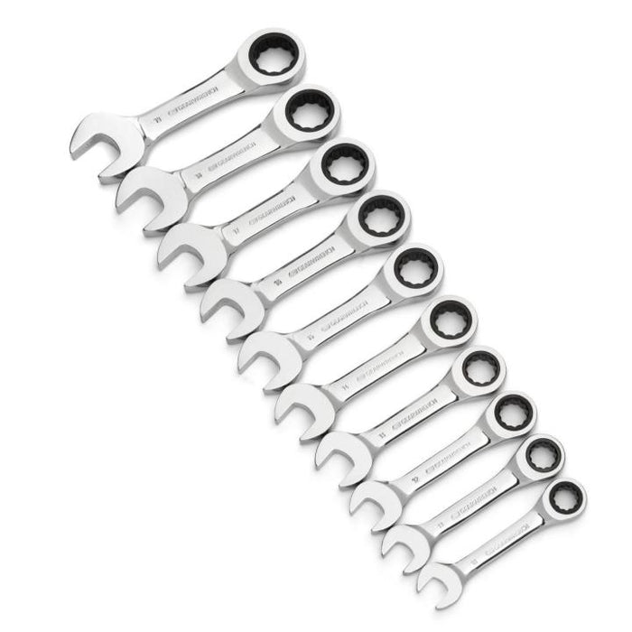 GearWrench 10 Piece 72-Tooth 12 Point Stubby Ratcheting Combination Metric Wrench Set