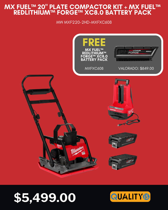 MX FUEL™ 20" Plate Compactor Kit + MX FUEL™ REDLITHIUM™ FORGE™ XC8.0 Battery Pack