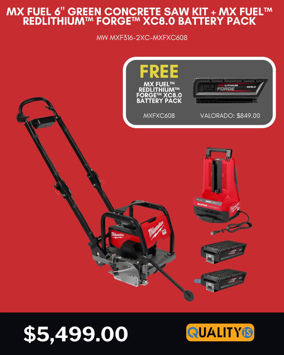 MX FUEL 6" Green Concrete Saw Kit + MX FUEL™ REDLITHIUM™ FORGE™ XC8.0 Battery Pack