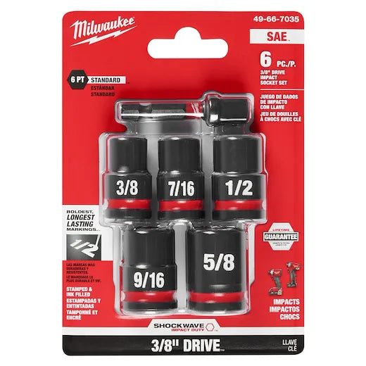 6PC SHOCKWAVE Impact Duty™ 3/8" Drive SAE Standard Socket Set