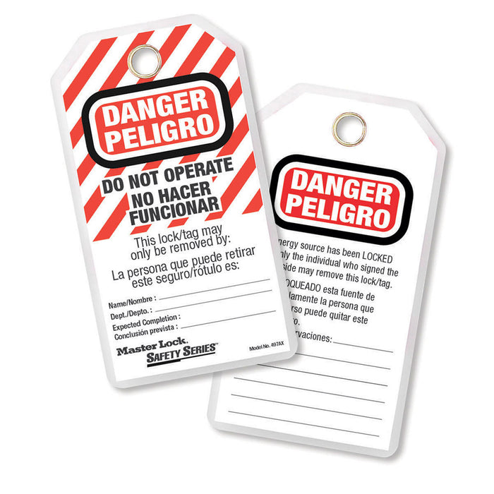 Master Lock Do Not Operate Safety Tag, Spanish/English, Laminated
