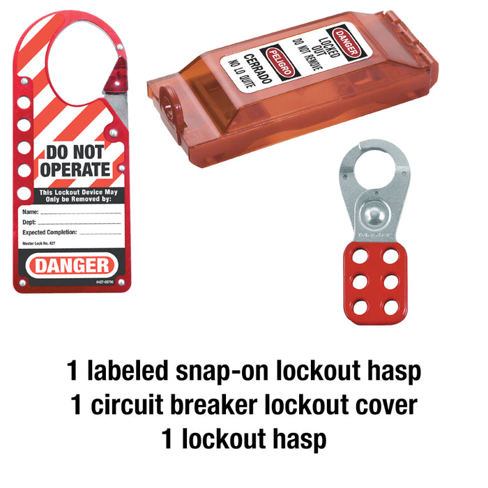 Master Lock Lockout Toolbox with Standard Electrical Device Assortment and three Zenex™ Thermoplastic Padlocks