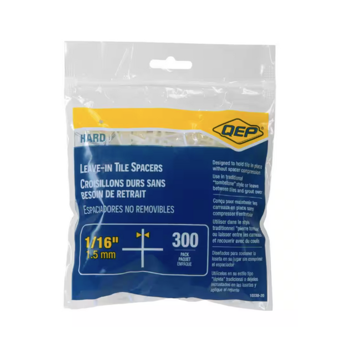 "1/16 in. Hard Tile Spacers for Traditional or Leave-In Installation (300-Pack)"