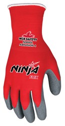 2X- Large Ninja® Flex Work Gloves 15 Gauge Red Nylon Shell Gray Latex Coated Palm and Fingertips