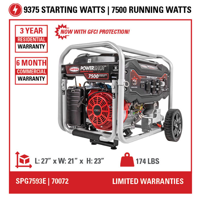 PowerShot Portable Generator 9375-Watt Generator 49-State